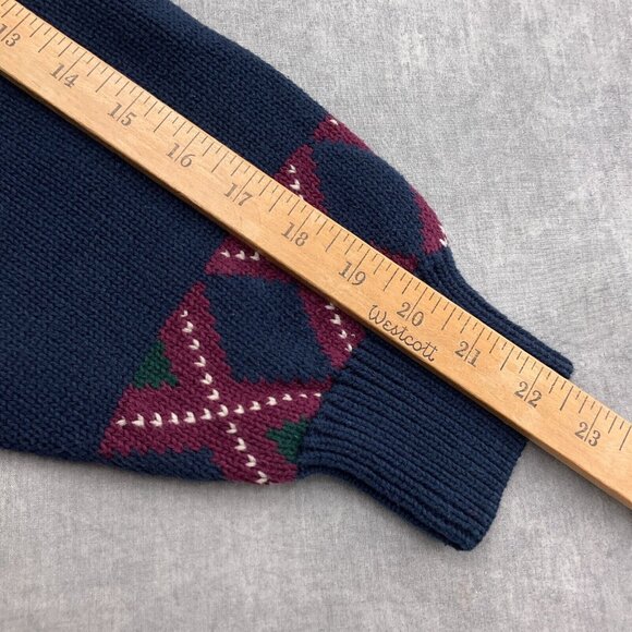 Roundtree & Yorke Sweater Men 2XLarge Blue Red Argyle Golfer Hand Intarsia VTG - Picture 5 of 9